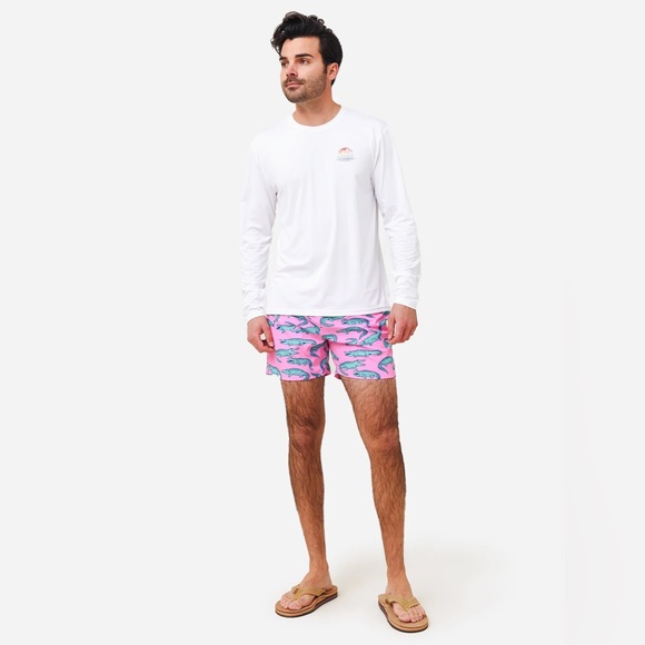 NWOT Chubbies Swim Trunks The Glades Alligator Print Pink 5.5" Mesh Lined Size L - Picture 4 of 11